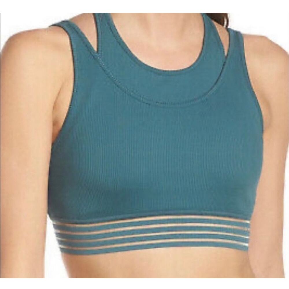 Alo Gaze Layered Teal Sports Bra